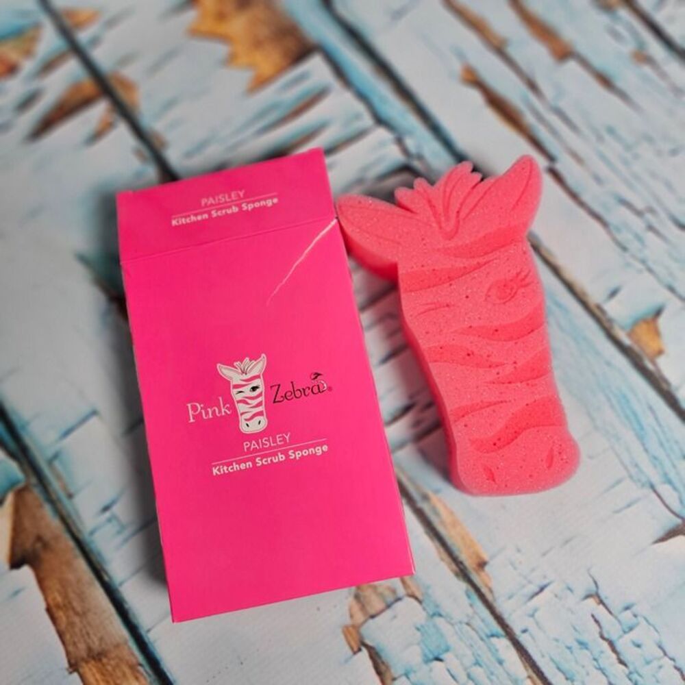 Pink Zebra Paisley Kitchen Scrub Sponge | Cute Zebra Shape | NEW